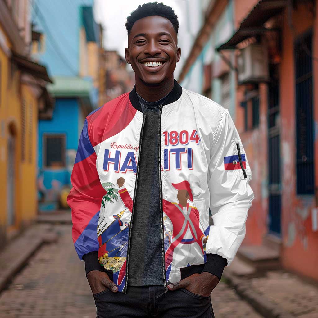 Personalised Haiti 222nd Anniversary Independence Day Sleeve Zip Bomber Jacket - African Pride