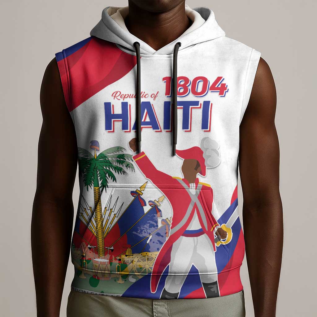 Personalised Haiti 222nd Anniversary Independence Day Sleeveless Hoodie - African Pride