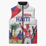 Personalised Haiti 222nd Anniversary Independence Day Sleeveless Puffer Jacket