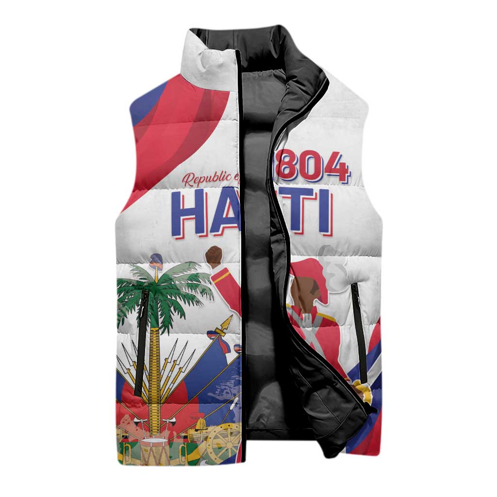 Personalised Haiti 222nd Anniversary Independence Day Sleeveless Puffer Jacket