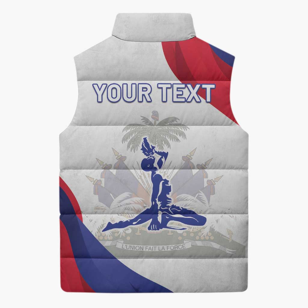 Personalised Haiti 222nd Anniversary Independence Day Sleeveless Puffer Jacket