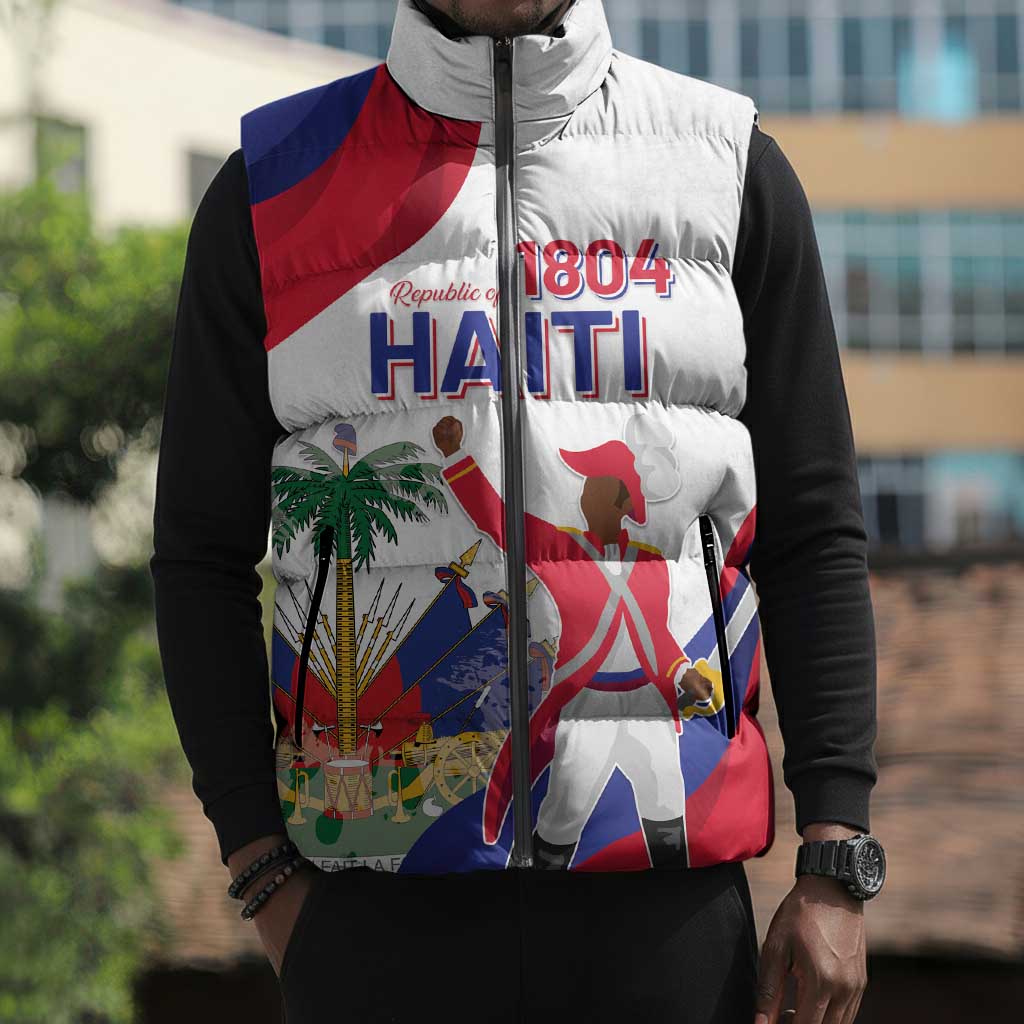 Personalised Haiti 222nd Anniversary Independence Day Sleeveless Puffer Jacket