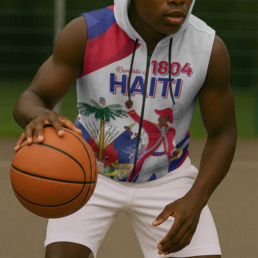 Personalised Haiti 222nd Anniversary Independence Day Sleeveless Zip Hoodie - African Pride