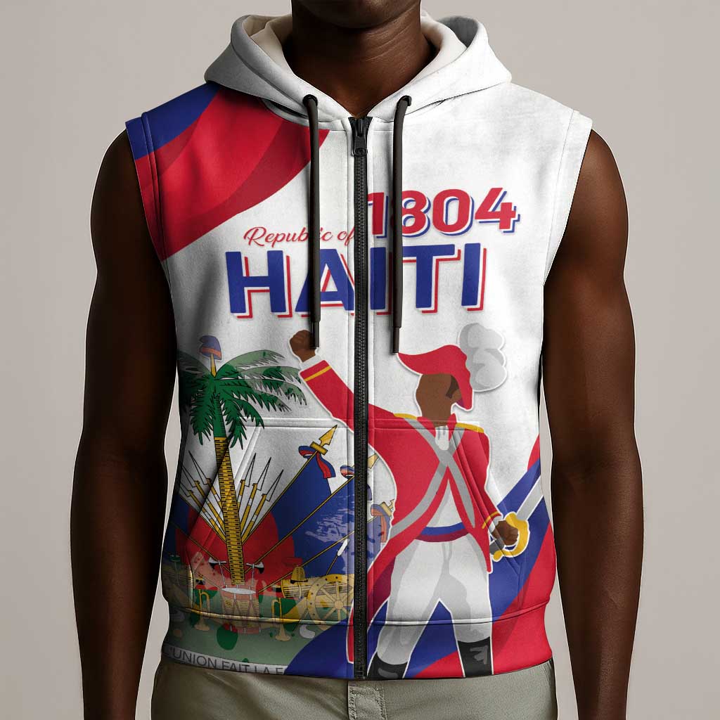 Personalised Haiti 222nd Anniversary Independence Day Sleeveless Zip Hoodie - African Pride