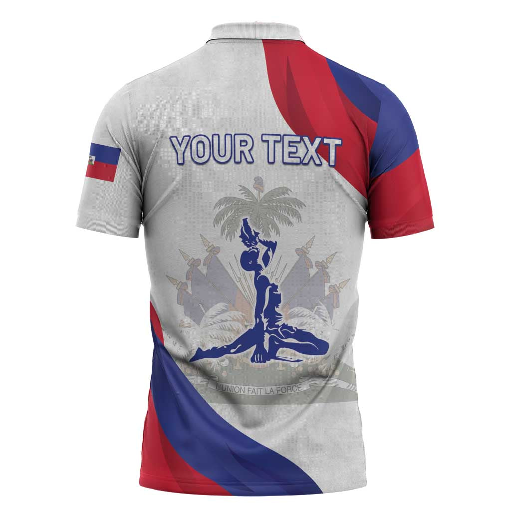 Personalised Haiti 222nd Anniversary Independence Day Zipper Polo Shirt