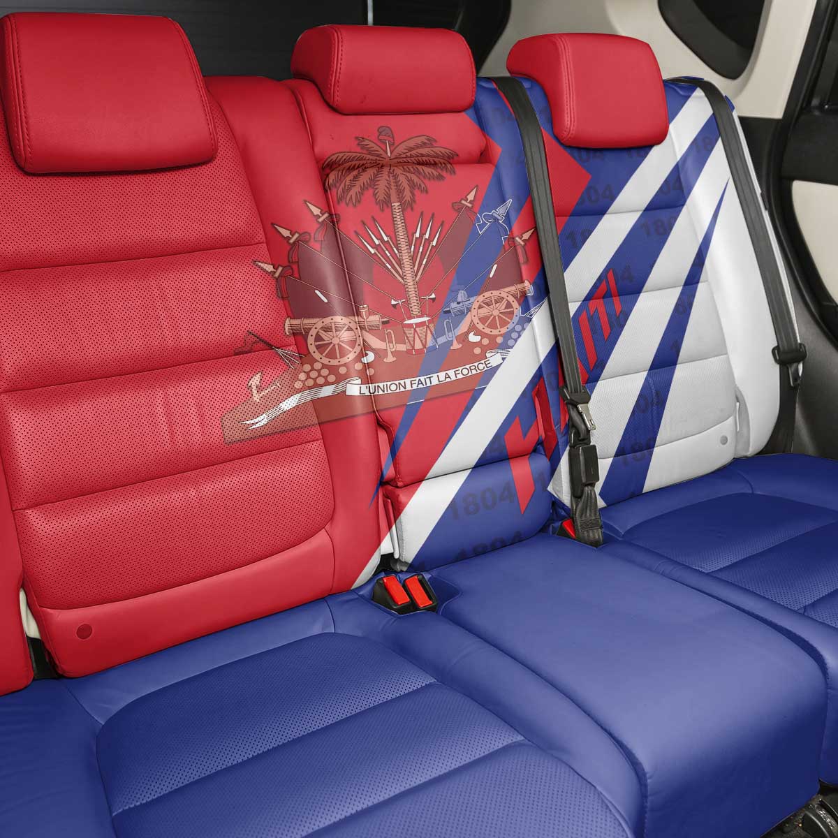 Haiti 1804 Back Car Seat Cover Coat Of Arms Simple Style - African Pride