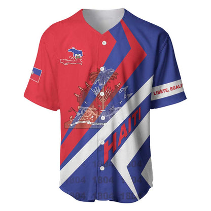 Personalised Haiti 1804 Baseball Jersey Coat Of Arms Simple Style - African Pride