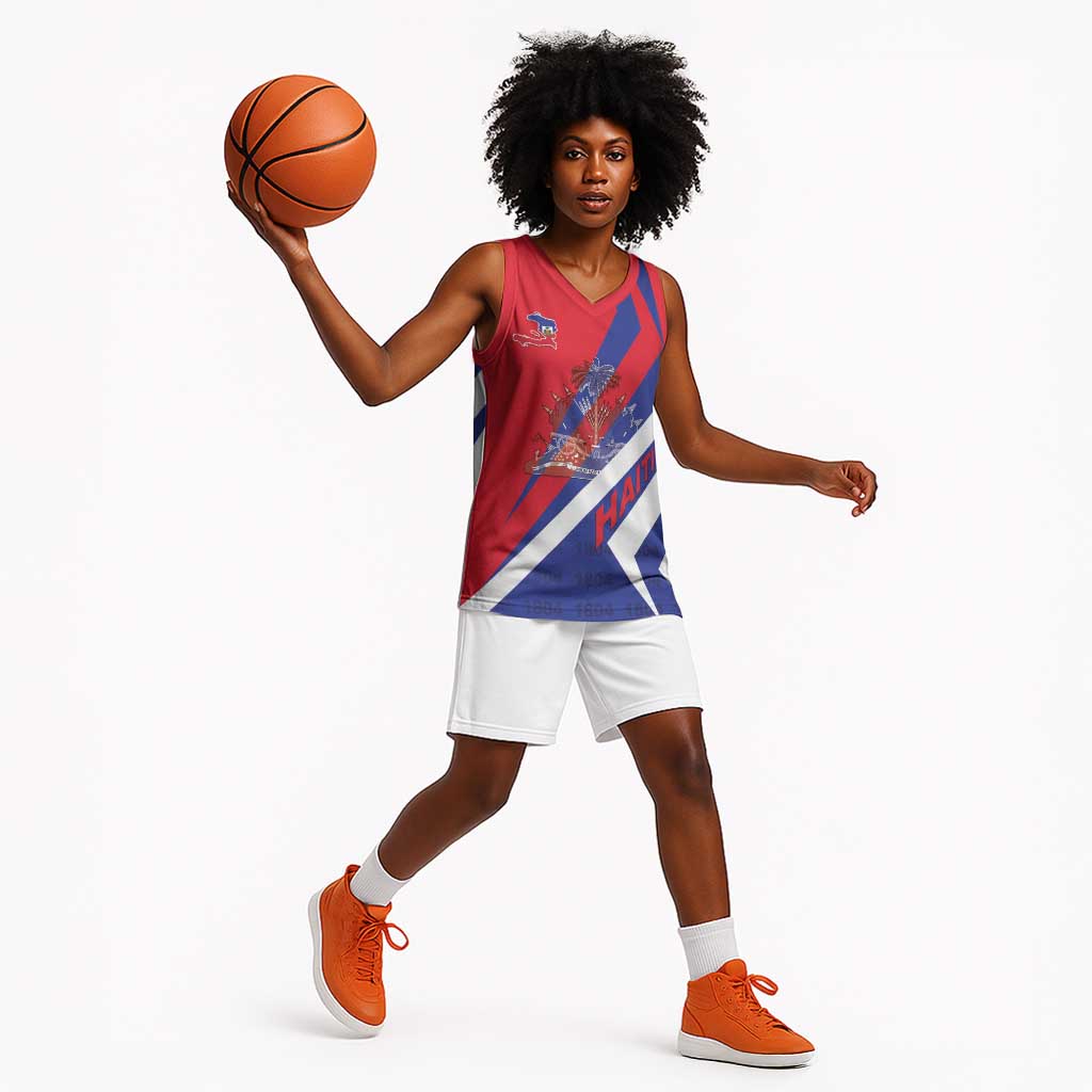 Personalised Haiti 1804 Basketball Jersey Coat Of Arms Simple Style - African Pride