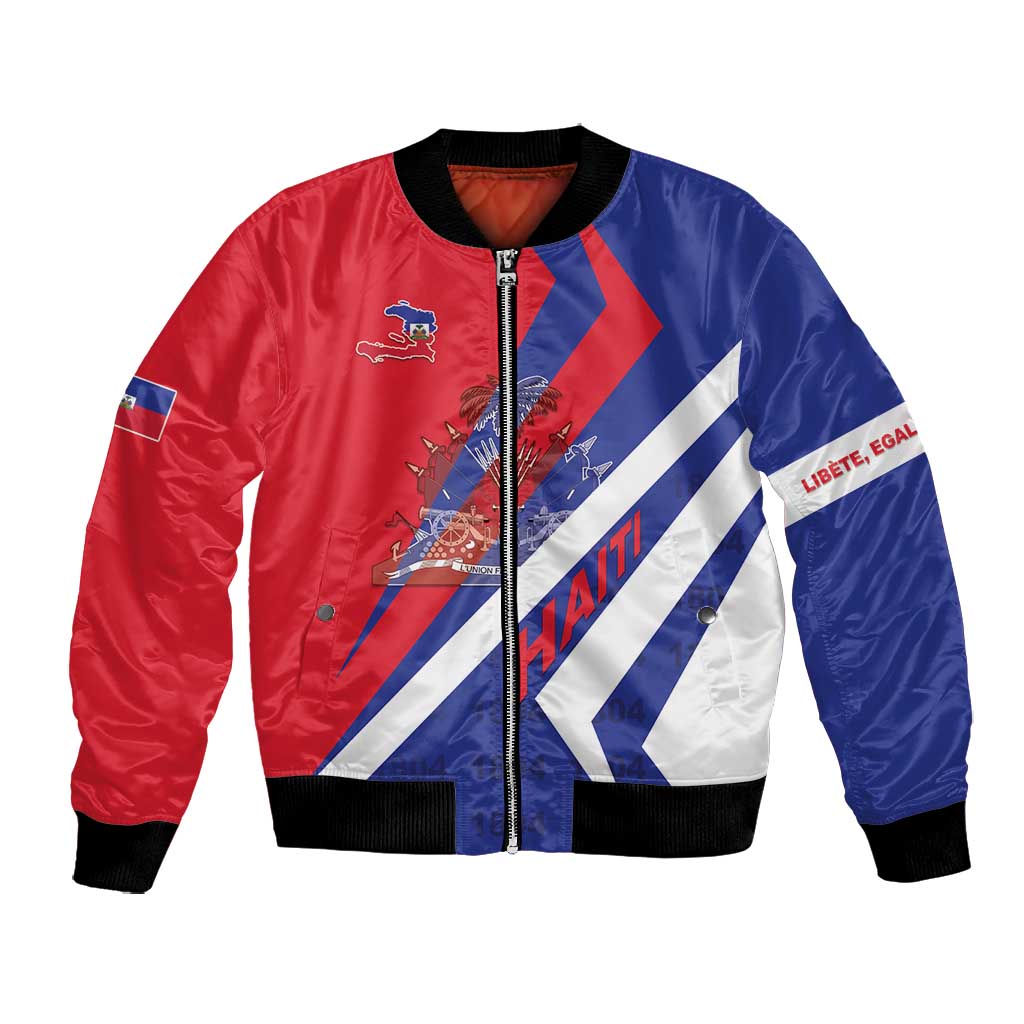 Personalised Haiti 1804 Bomber Jacket Coat Of Arms Simple Style - African Pride