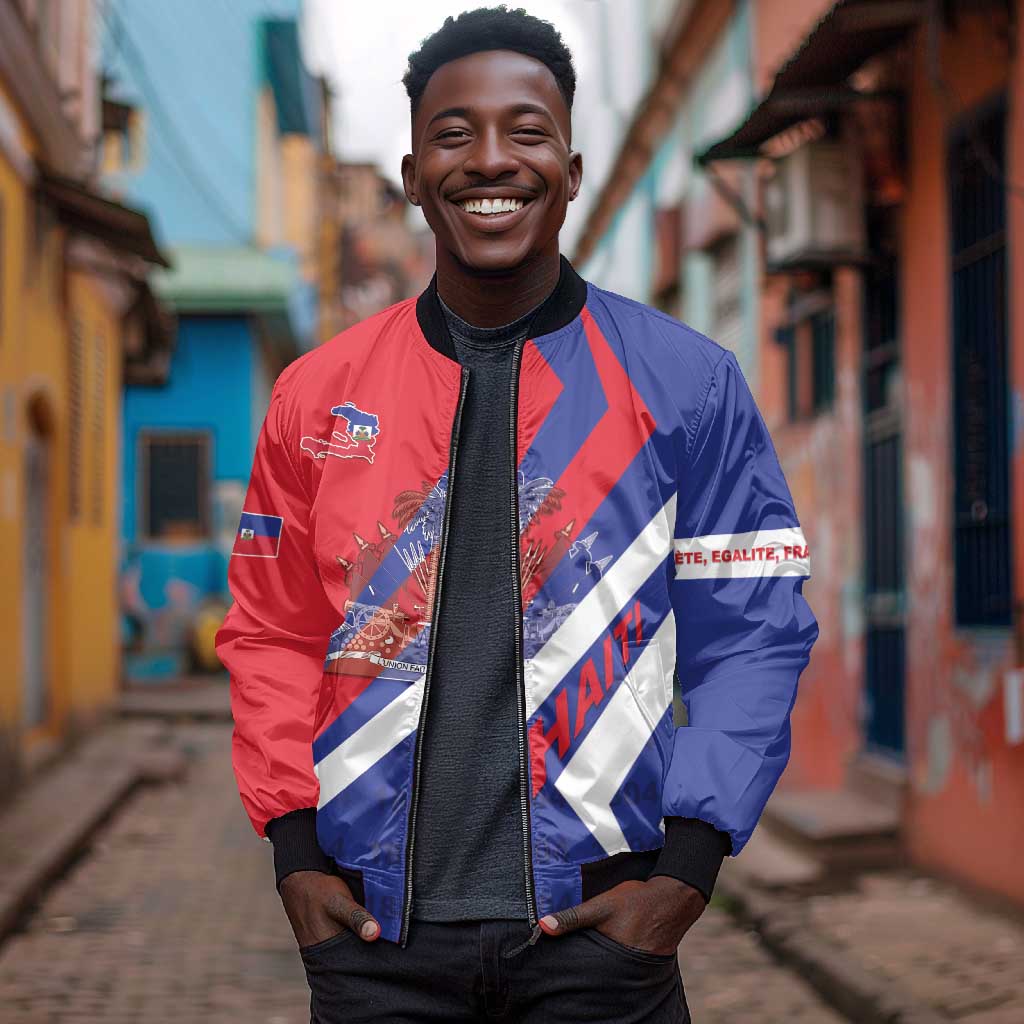 Personalised Haiti 1804 Bomber Jacket Coat Of Arms Simple Style - African Pride