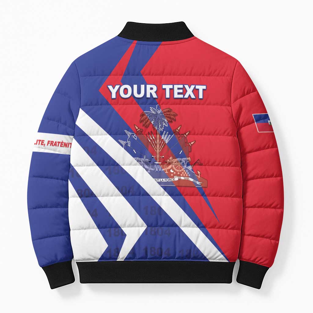 Personalised Haiti 1804 Bomber Puffer Jacket Coat Of Arms Simple Style