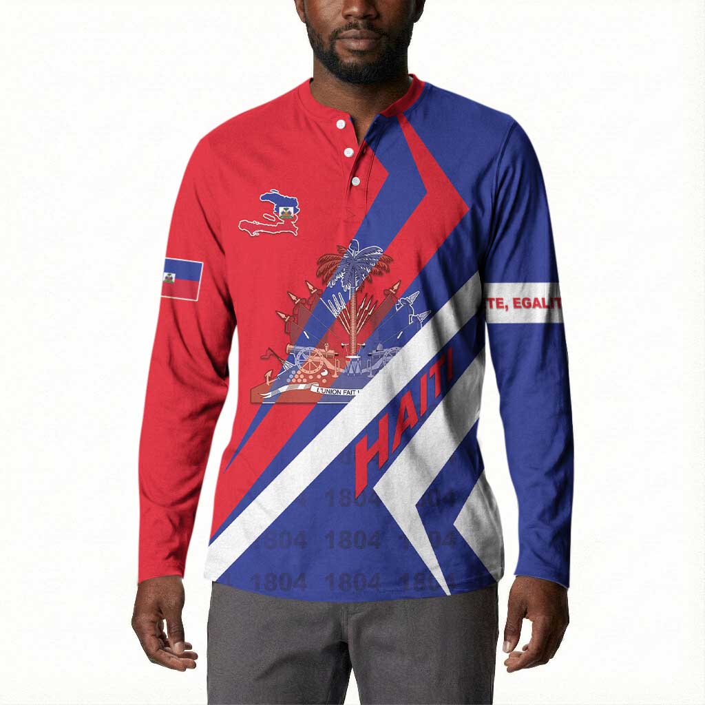Personalised Haiti 1804 Button Sweatshirt Coat Of Arms Simple Style
