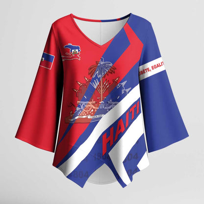 Personalised Haiti 1804 Kimono Sleeve Blouse Coat Of Arms Simple Style
