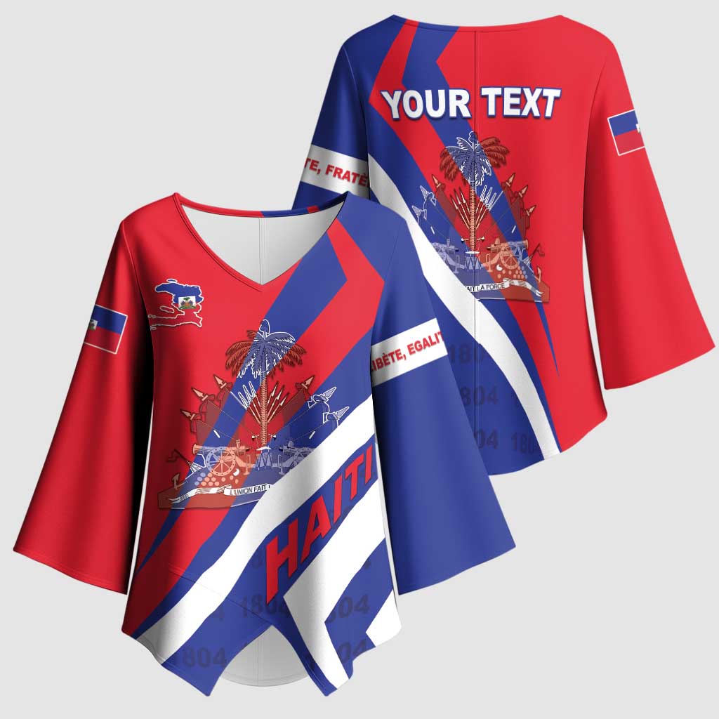Personalised Haiti 1804 Kimono Sleeve Blouse Coat Of Arms Simple Style