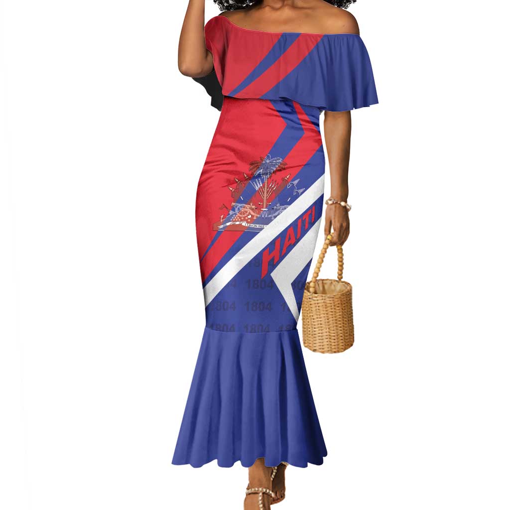 Personalised Haiti 1804 Mermaid Dress Coat Of Arms Simple Style - African Pride