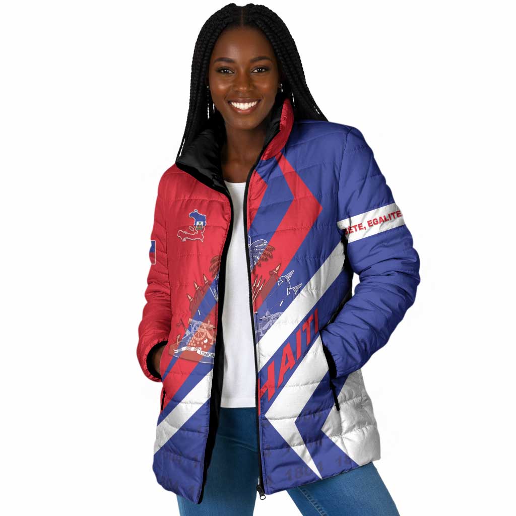 Personalised Haiti 1804 Padded Jacket Coat Of Arms Simple Style