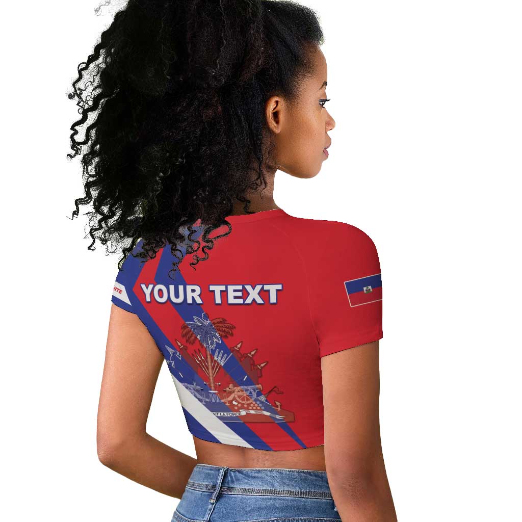 Personalised Haiti 1804 Raglan Cropped T shirt Coat Of Arms Simple Style - African Pride