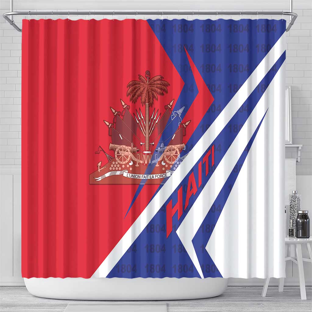 Haiti 1804 Shower Curtain Coat Of Arms Simple Style - African Pride