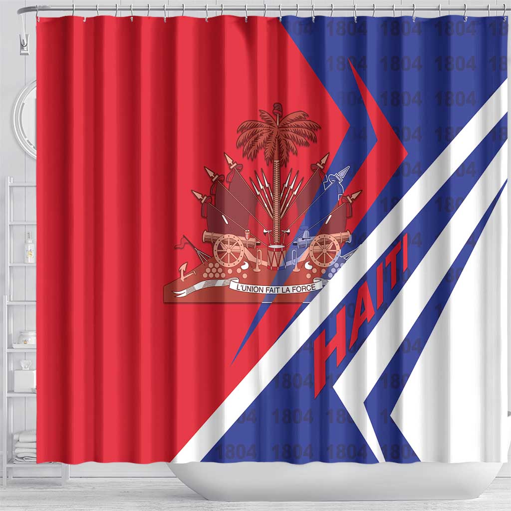 Haiti 1804 Shower Curtain Coat Of Arms Simple Style - African Pride