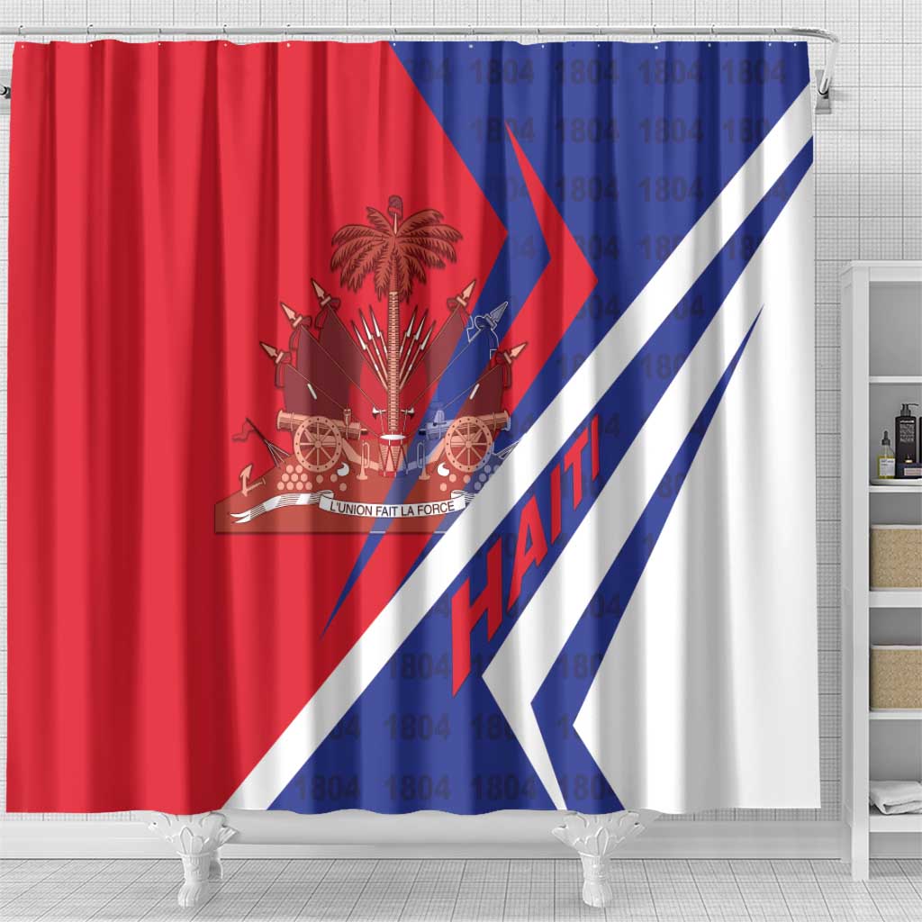 Haiti 1804 Shower Curtain Coat Of Arms Simple Style - African Pride