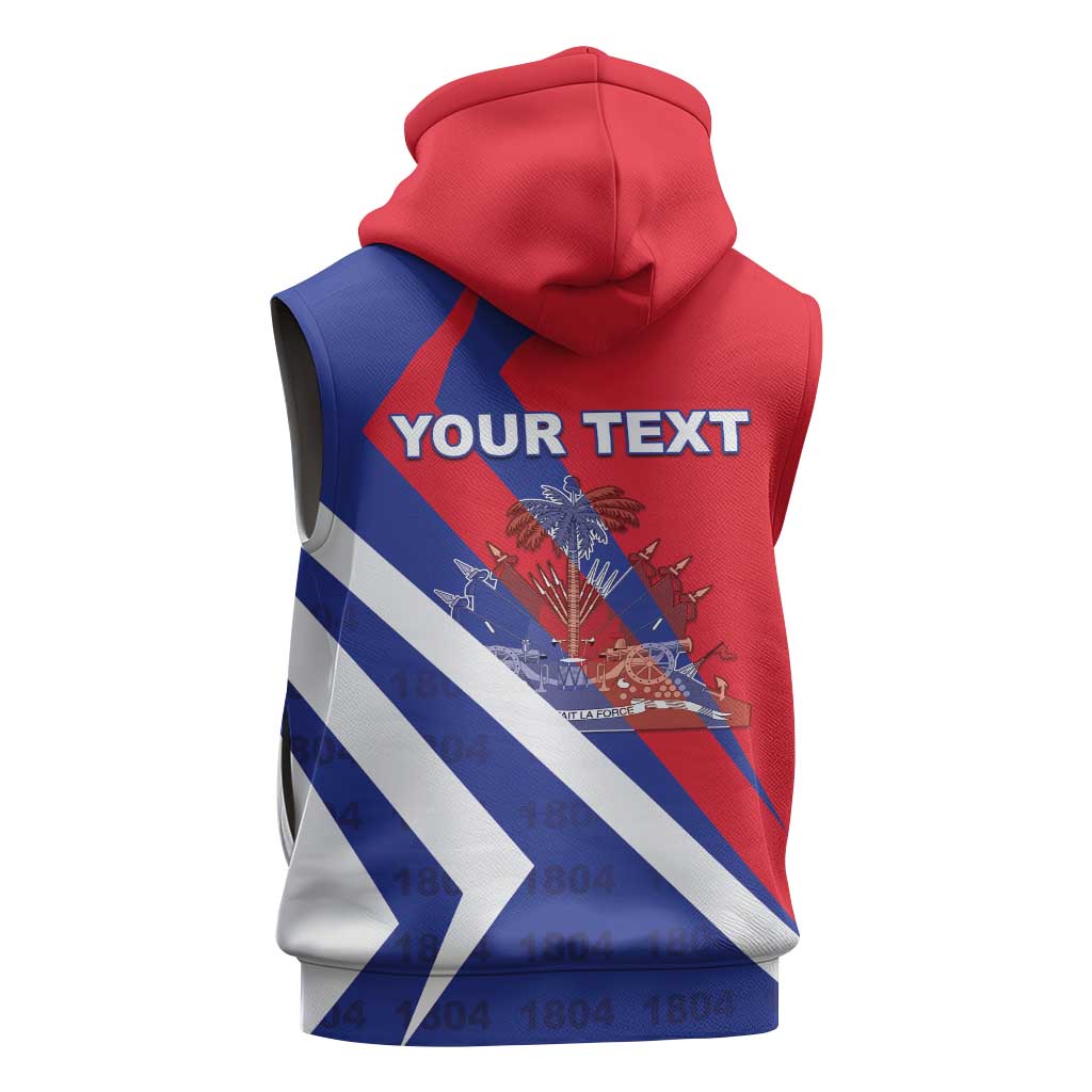 Personalised Haiti 1804 Sleeveless Hoodie Coat Of Arms Simple Style - African Pride