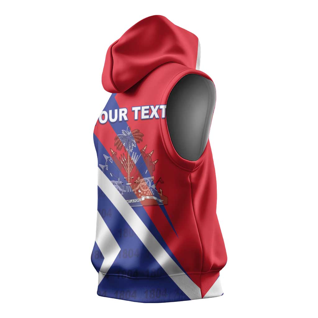 Personalised Haiti 1804 Sleeveless Hoodie Coat Of Arms Simple Style - African Pride