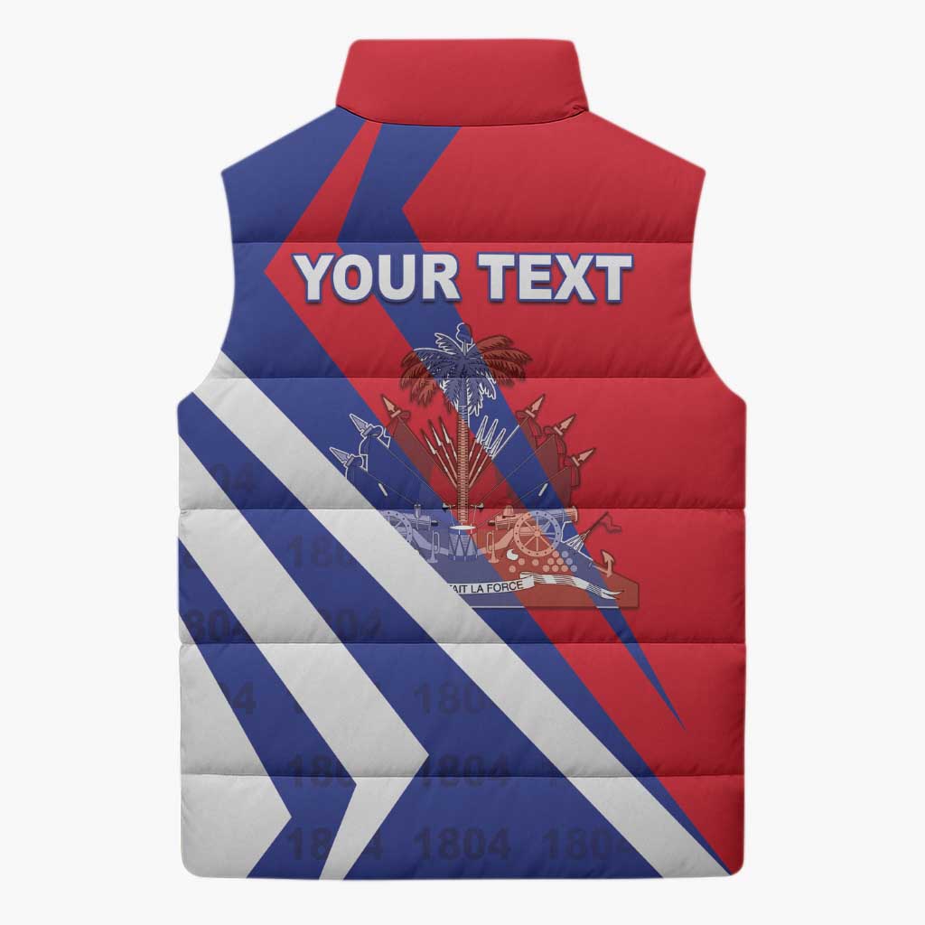 Personalised Haiti 1804 Sleeveless Puffer Jacket Coat Of Arms Simple Style