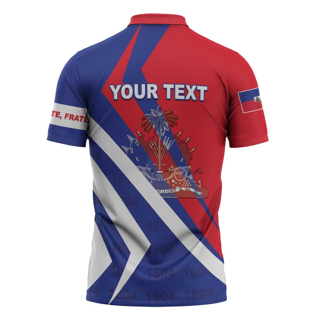 Personalised Haiti 1804 Zipper Polo Shirt Coat Of Arms Simple Style