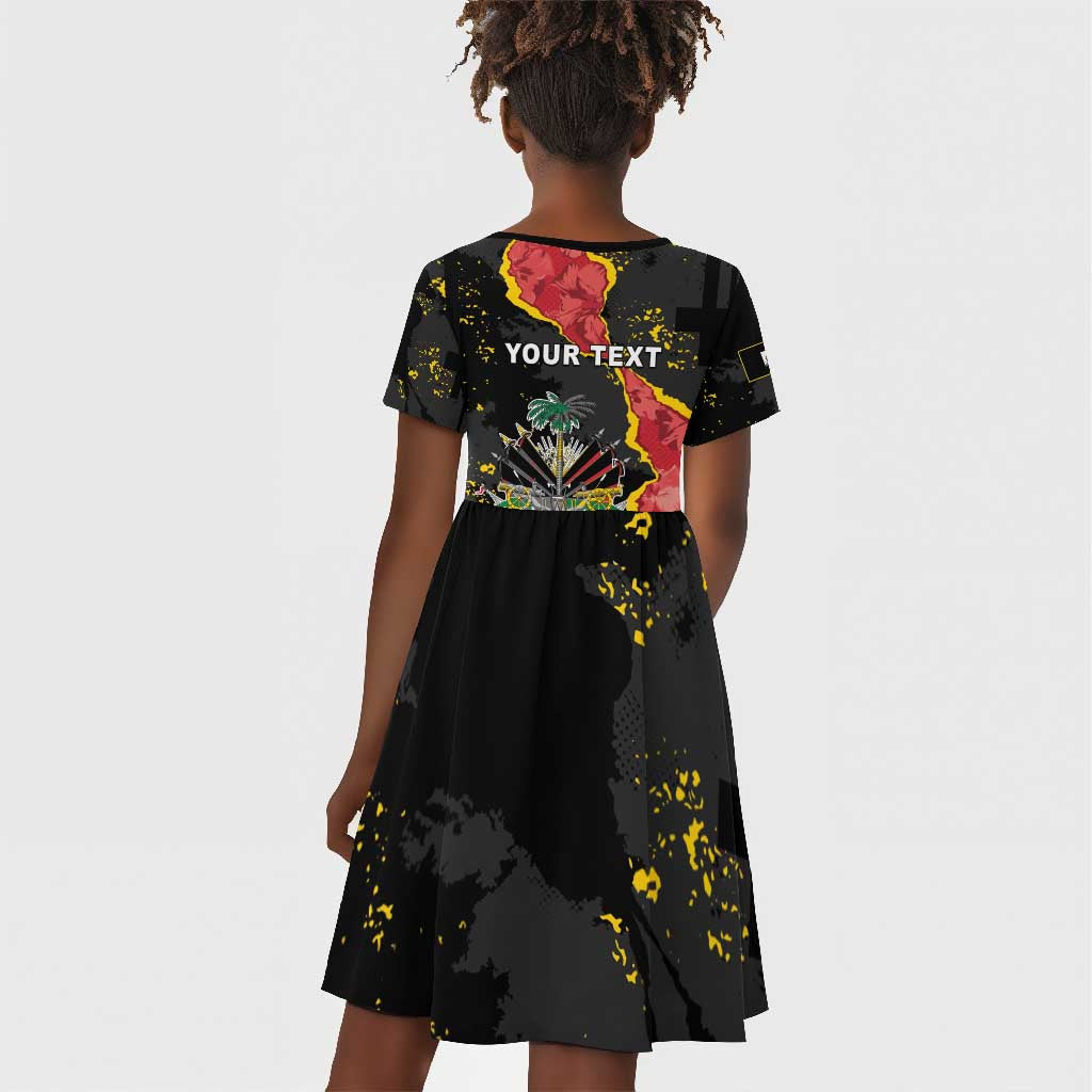 Personalised Haiti 1964 Kid Short Sleeve Dress Coat Of Arms Unique Style - African Pride