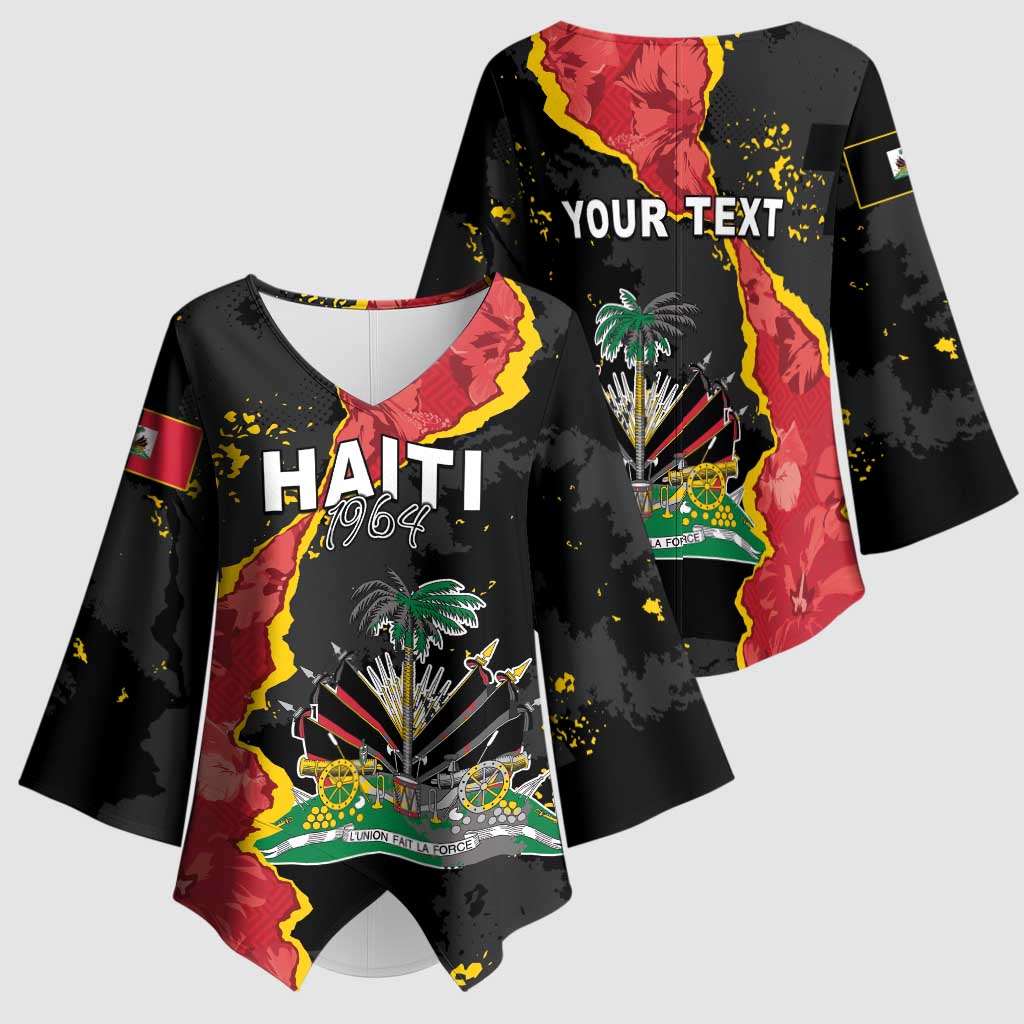 Personalised Haiti 1964 Kimono Sleeve Blouse Coat Of Arms Unique Style