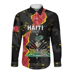Personalised Haiti 1964 Long Sleeve Button Shirt Coat Of Arms Unique Style - African Pride