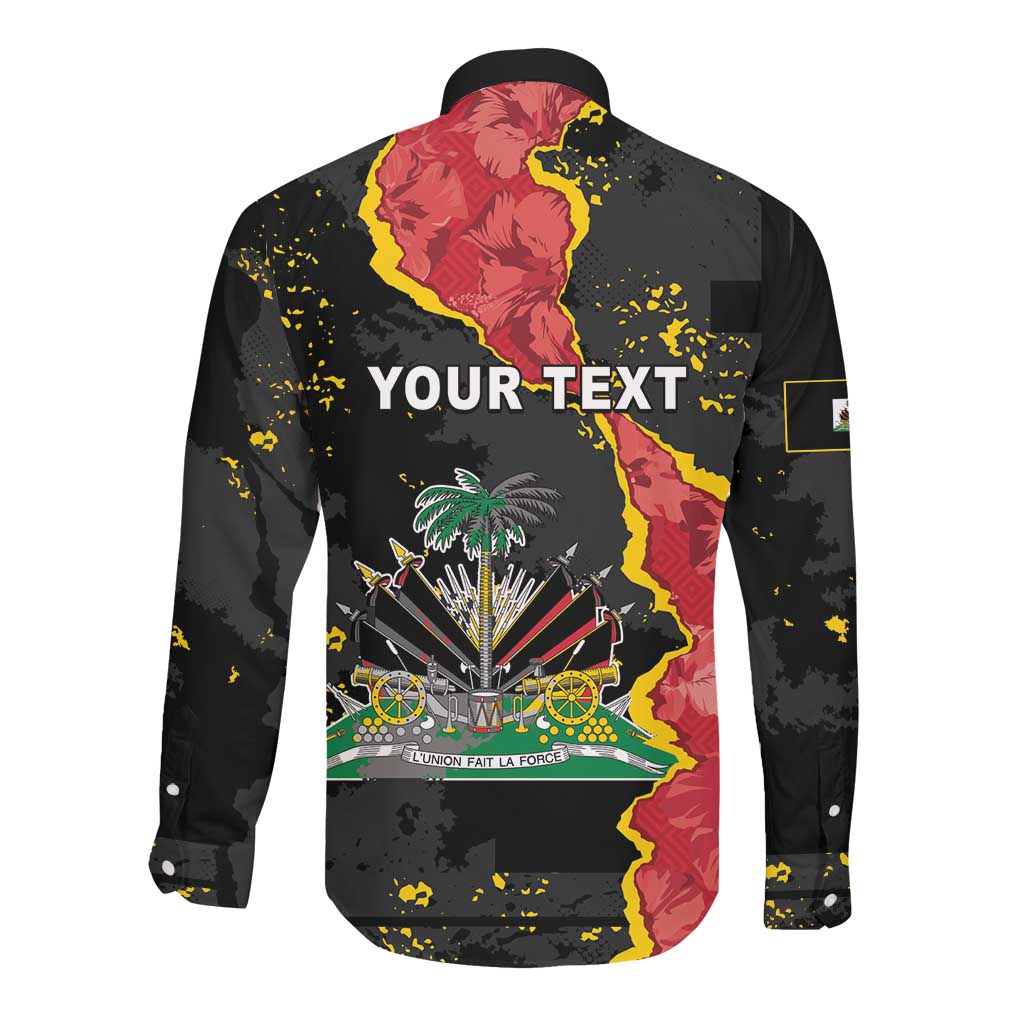 Personalised Haiti 1964 Long Sleeve Button Shirt Coat Of Arms Unique Style - African Pride