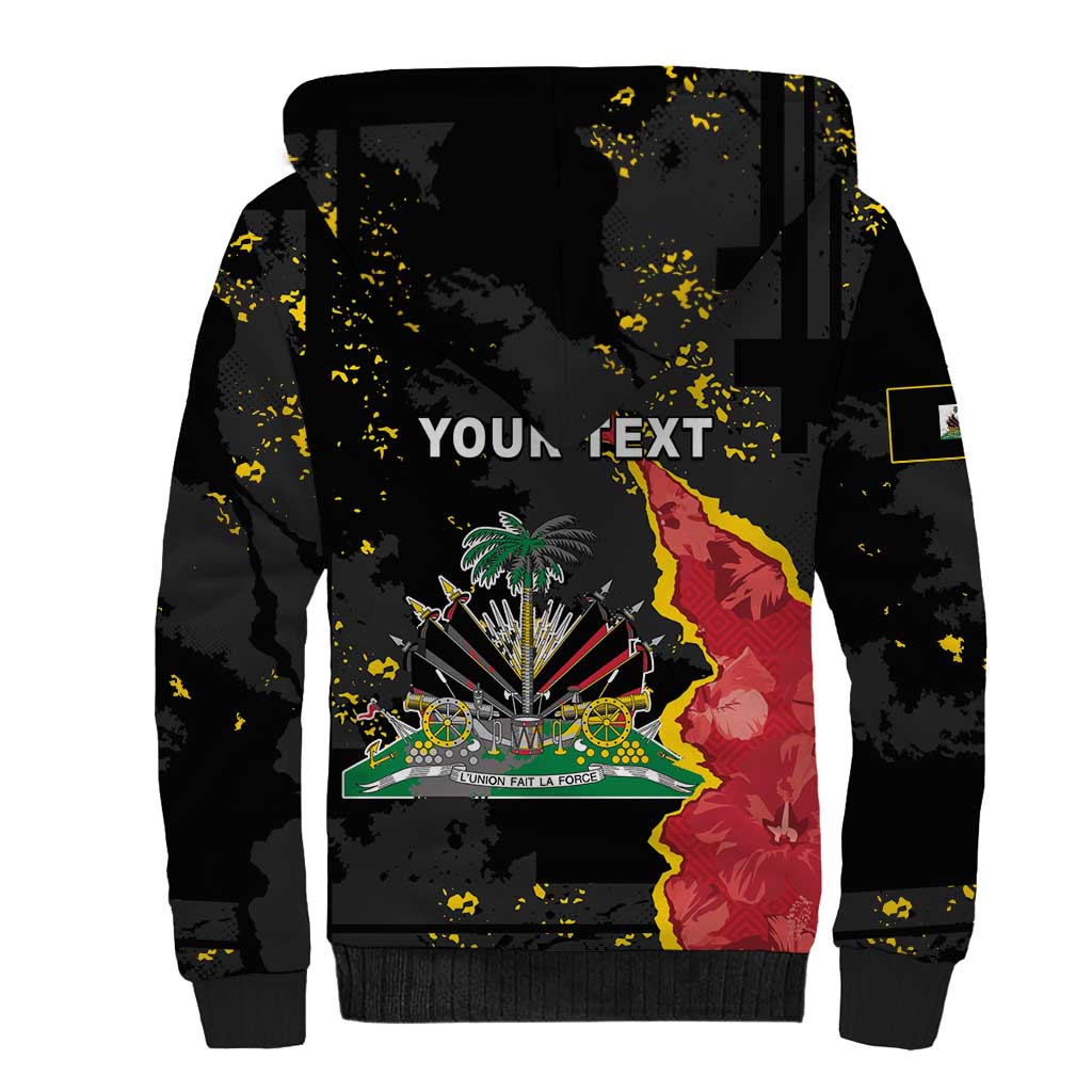 Personalised Haiti 1964 Sherpa Hoodie Coat Of Arms Unique Style - African Pride