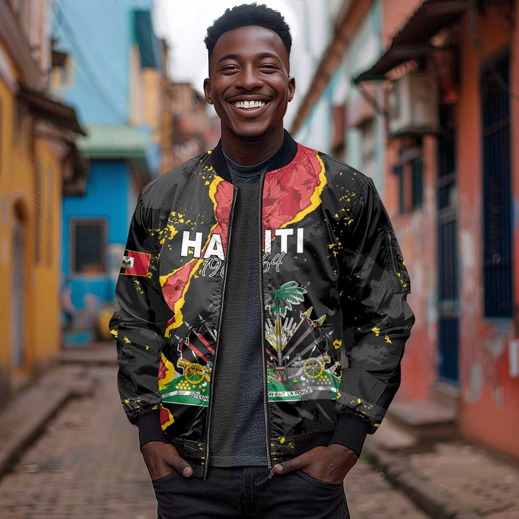 Personalised Haiti 1964 Sleeve Zip Bomber Jacket Coat Of Arms Unique Style - African Pride