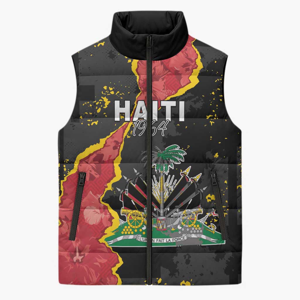 Personalised Haiti 1964 Sleeveless Puffer Jacket Coat Of Arms Unique Style