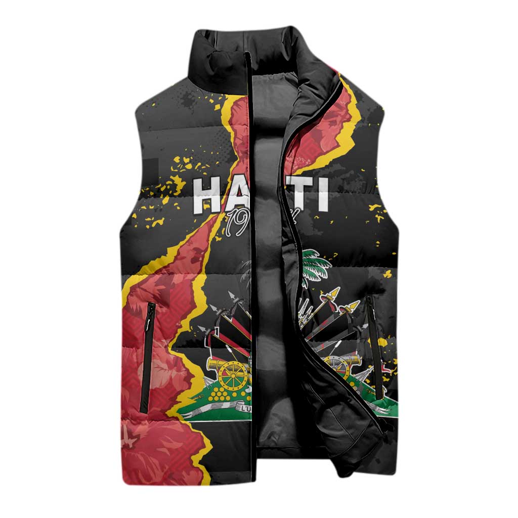 Personalised Haiti 1964 Sleeveless Puffer Jacket Coat Of Arms Unique Style