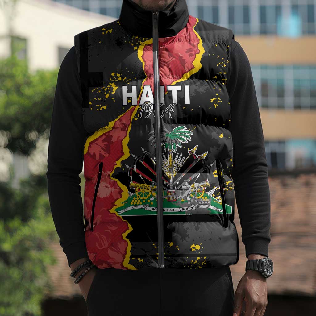 Personalised Haiti 1964 Sleeveless Puffer Jacket Coat Of Arms Unique Style