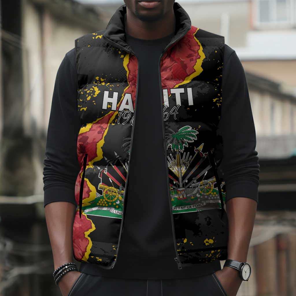 Personalised Haiti 1964 Sleeveless Puffer Jacket Coat Of Arms Unique Style