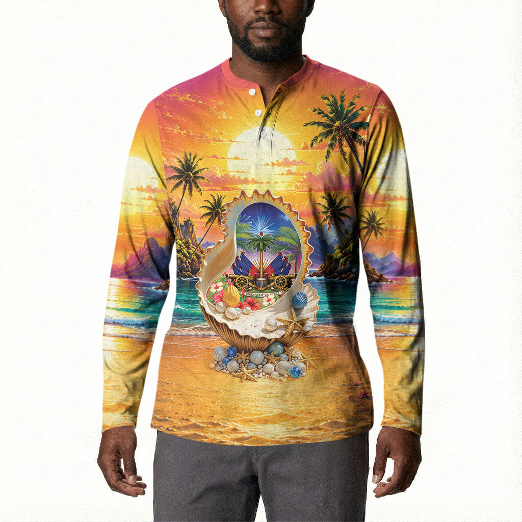 Haiti Button Sweatshirt The Pearl Of The Antilles