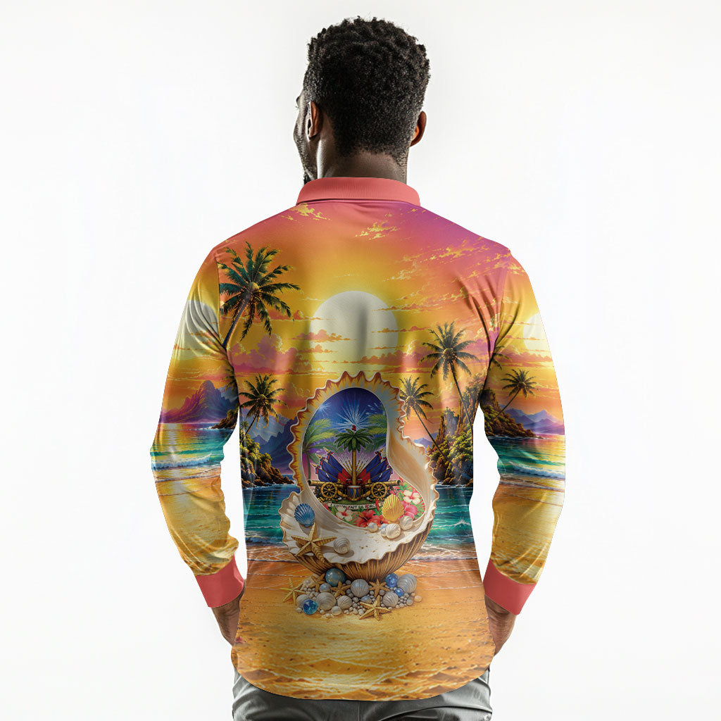 Haiti Long Sleeve Polo Shirt The Pearl Of The Antilles