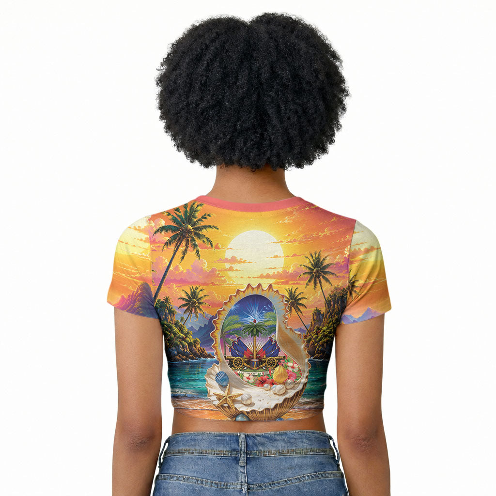 Haiti Raglan Cropped T shirt The Pearl Of The Antilles
