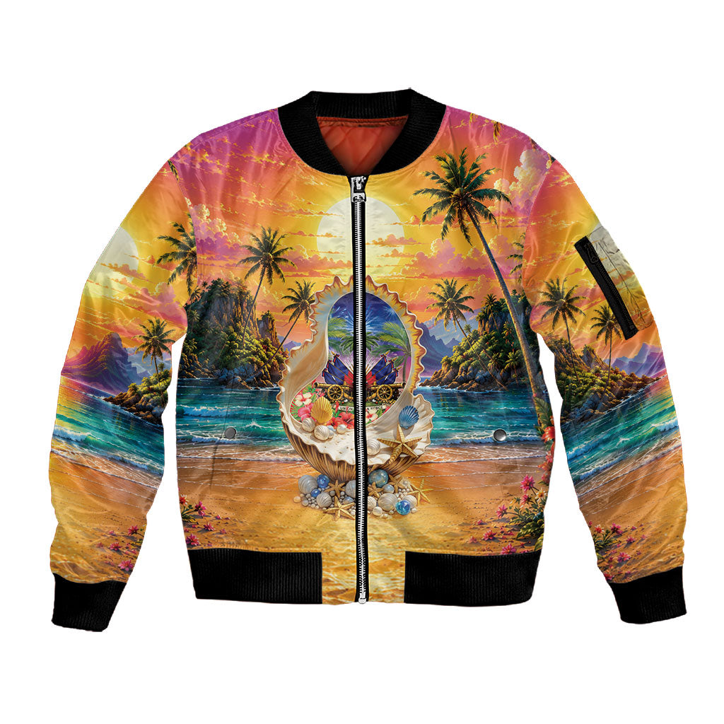 Haiti Sleeve Zip Bomber Jacket The Pearl Of The Antilles