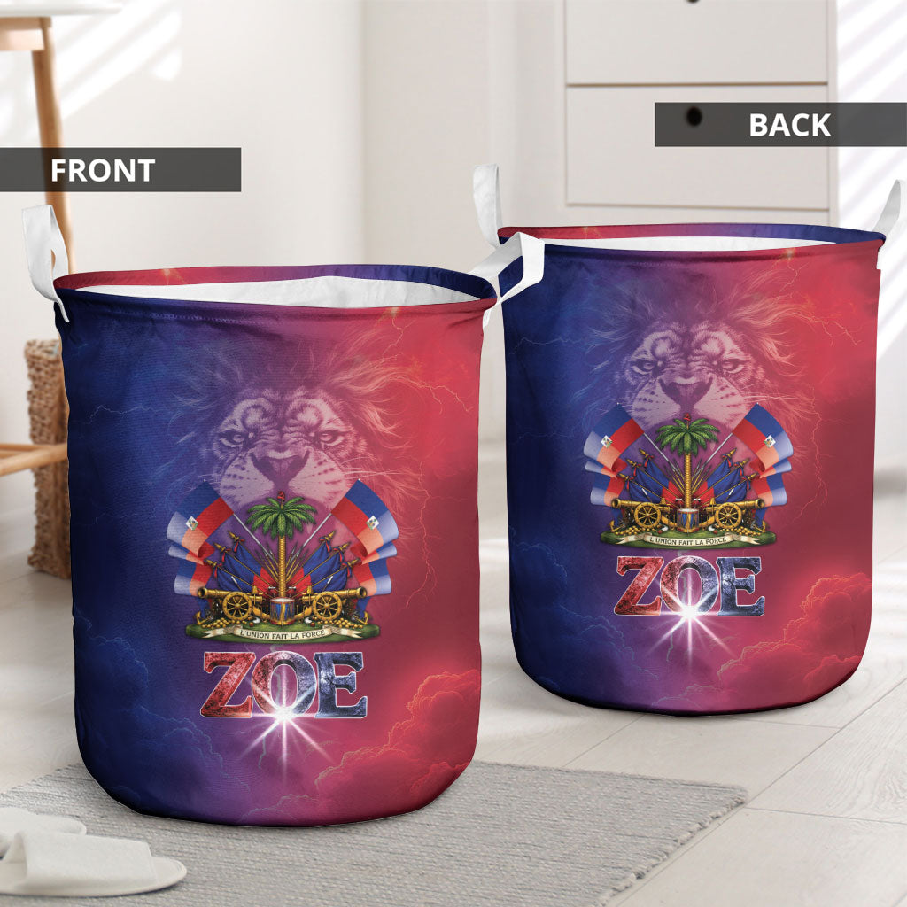 Haitian Zoe Laundry Basket Roaring Lion With Coat Of Arms