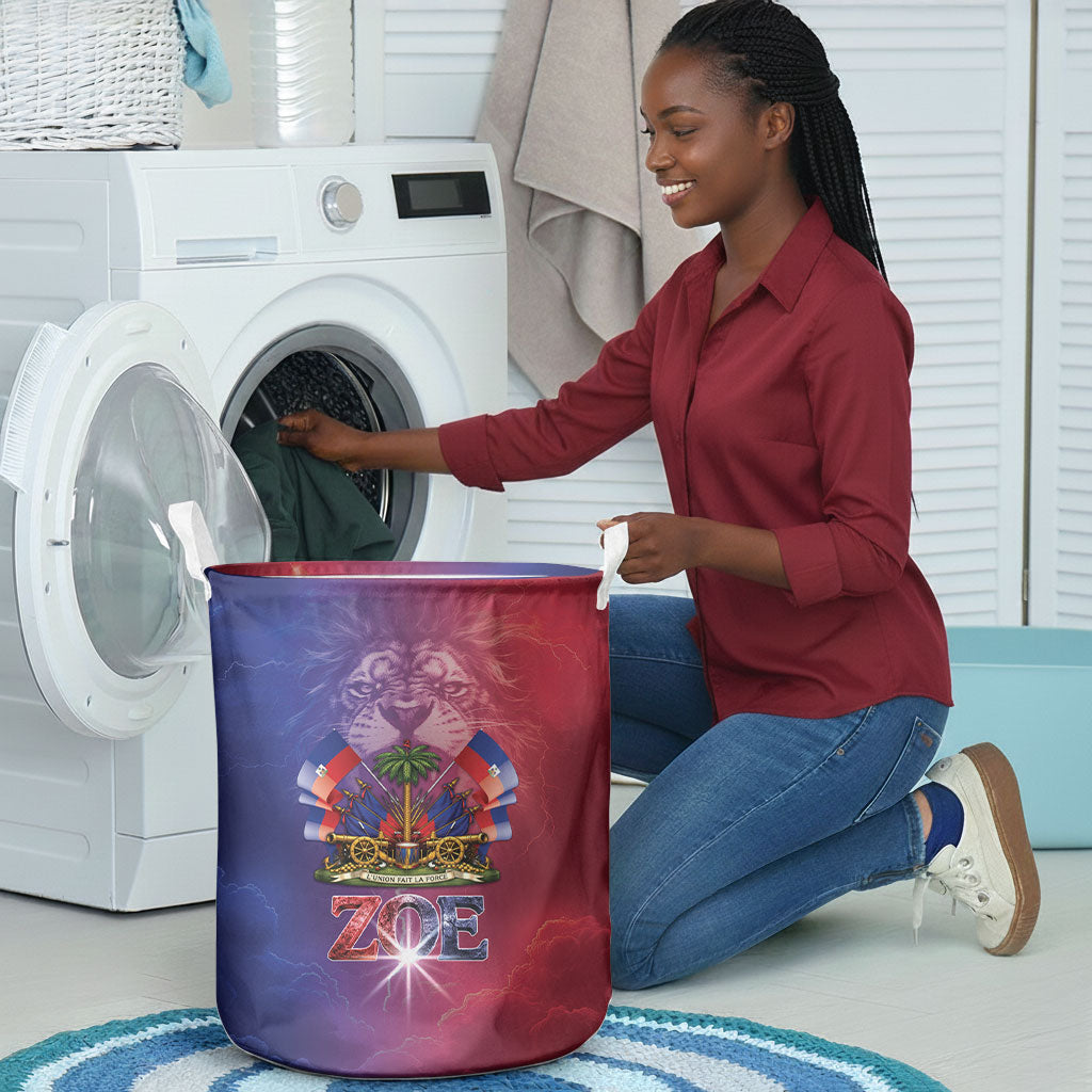 Haitian Zoe Laundry Basket Roaring Lion With Coat Of Arms