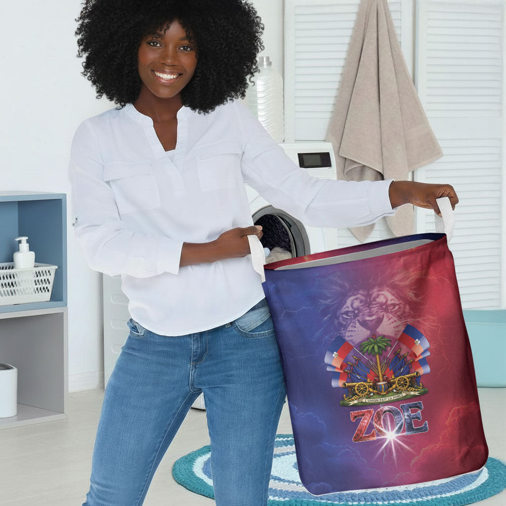 Haitian Zoe Laundry Basket Roaring Lion With Coat Of Arms