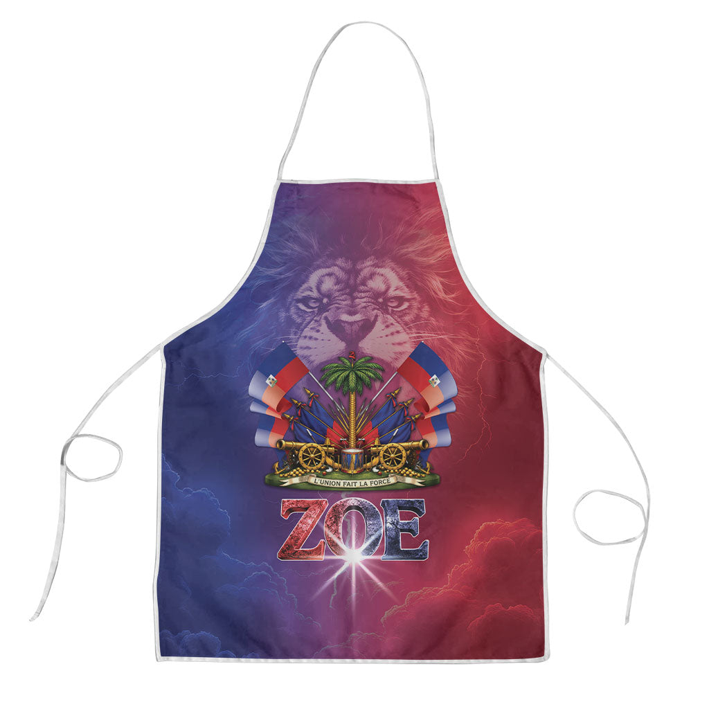Haitian Zoe Apron Roaring Lion With Coat Of Arms
