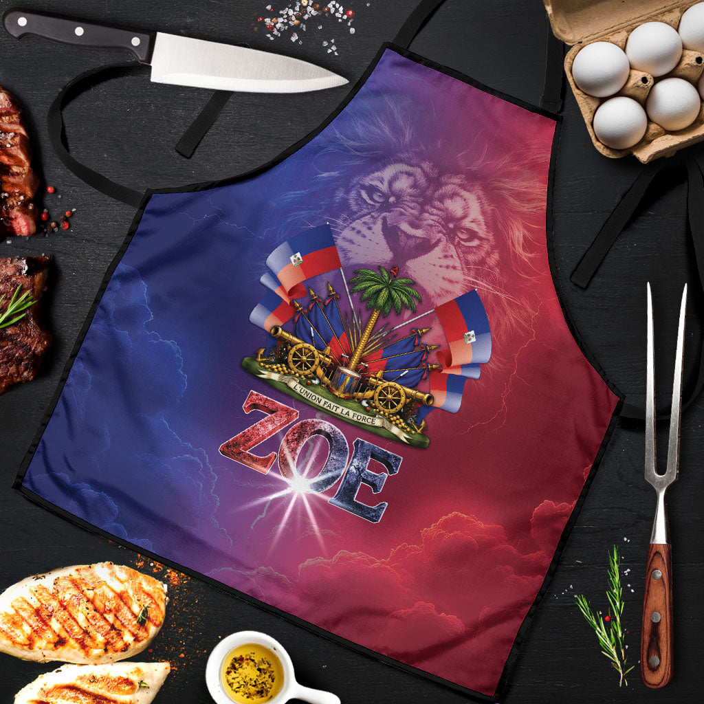 Haitian Zoe Apron Roaring Lion With Coat Of Arms