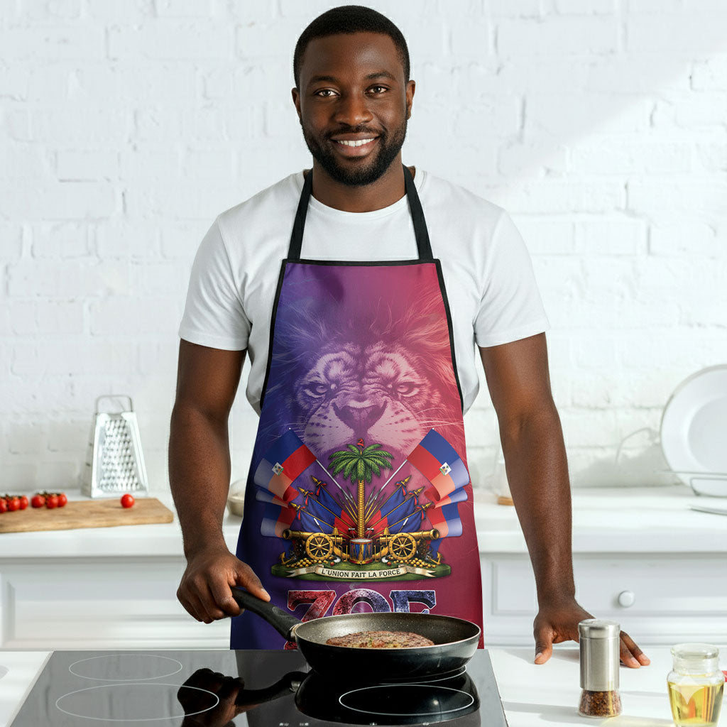 Haitian Zoe Apron Roaring Lion With Coat Of Arms