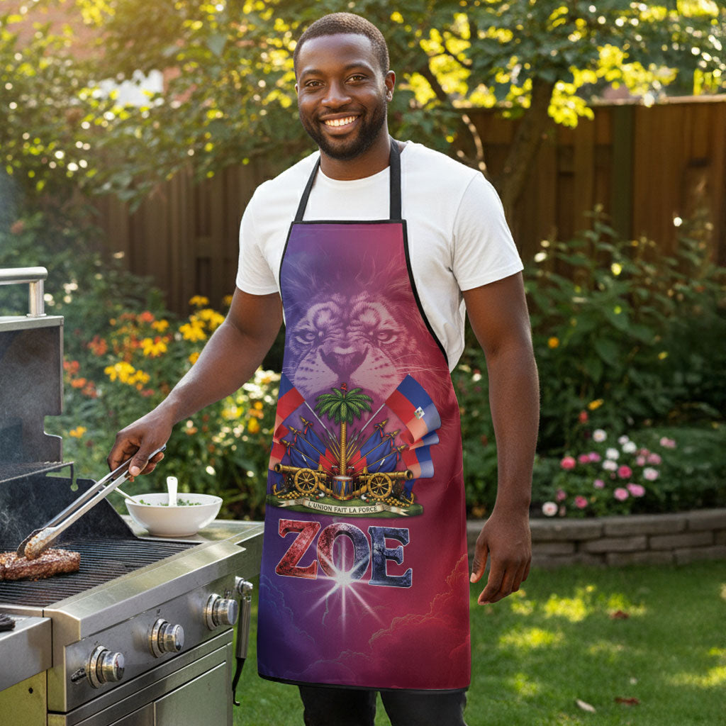 Haitian Zoe Apron Roaring Lion With Coat Of Arms