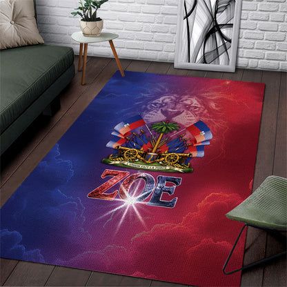 Haitian Zoe Area Rug Roaring Lion With Coat Of Arms